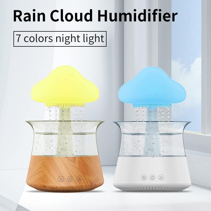 51y9mdL5giL._AC_.jpg Mushroom Humidifier Raining Humidifier Water Drip Cloud Diffuser, Raindrop Night Light, Cloud Mushroom Rain Essential Oil Aromatherapy Cloud Diffuser Spread Pixie Dust (Bamboo Remote) - Image 3