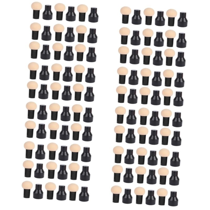 FRCOLOR 60pcs Mushroom Makeup Sponges Wet and Dry Cosmetic for Foundation Blush Powder and Concealer Comfortable to Hold Handle for Home and Salon Use