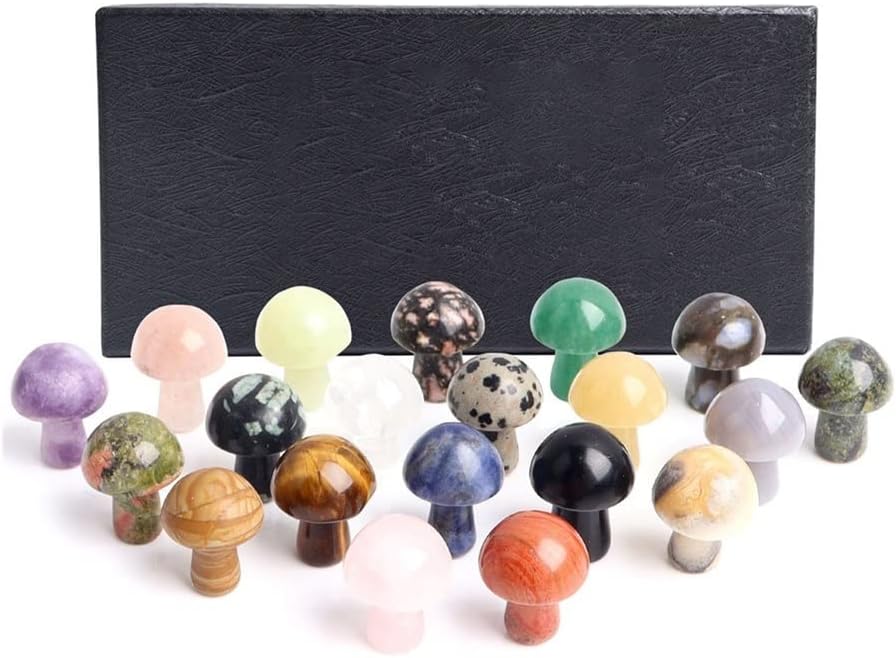 6140Ftp8AVL._AC_SL1001_.jpg 20pcs Crystal Mini Mushroom Box Natural Stone Specimen Reiki Gemstone Home Aquarium Decor Beautiful Crystal