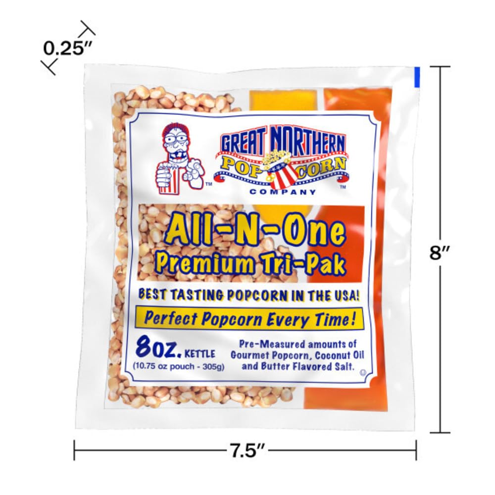 615LEbrNDRL._SL1000_.jpg Movie Theater Style 40-Count Popcorn Packs - Pre-Measured 8-Ounce All-in-One Kernel, Salt, Oil Packets for Popping Machines by Great Northern Popcorn - Image 7