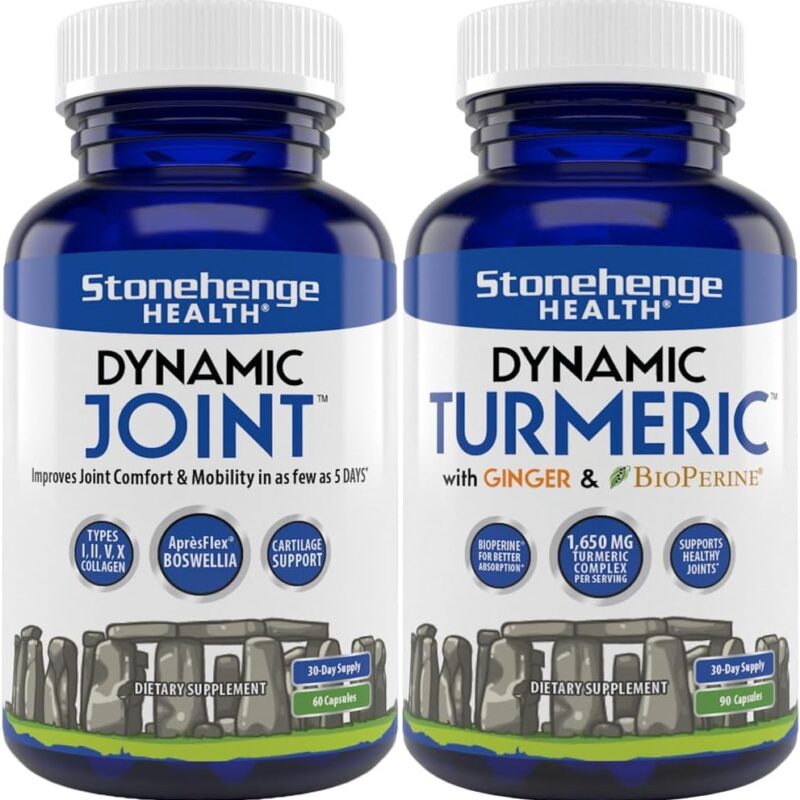 Stonehenge Health Dynamic Joint + Dynamic Turmeric Bundle Supplements Supports Comfort, Mobility, Flexibility