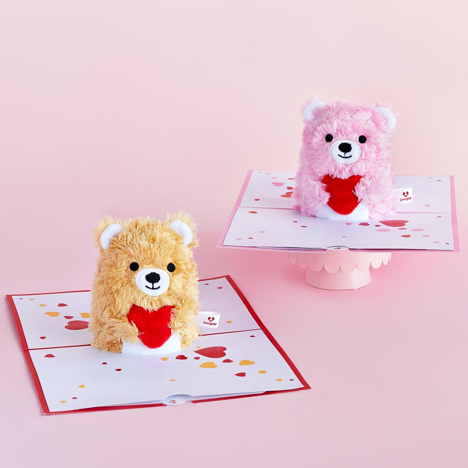 616OOvv3LpL._AC_SL1500_.jpg Lovepop Plushpop Soft Animal Pop-Up Card for Her and Him - 3D Bear Everyday Greeting Card for Boys, Girls, Men, Women - Beary Happy - 6" x 8" Card - Pink - Image 5