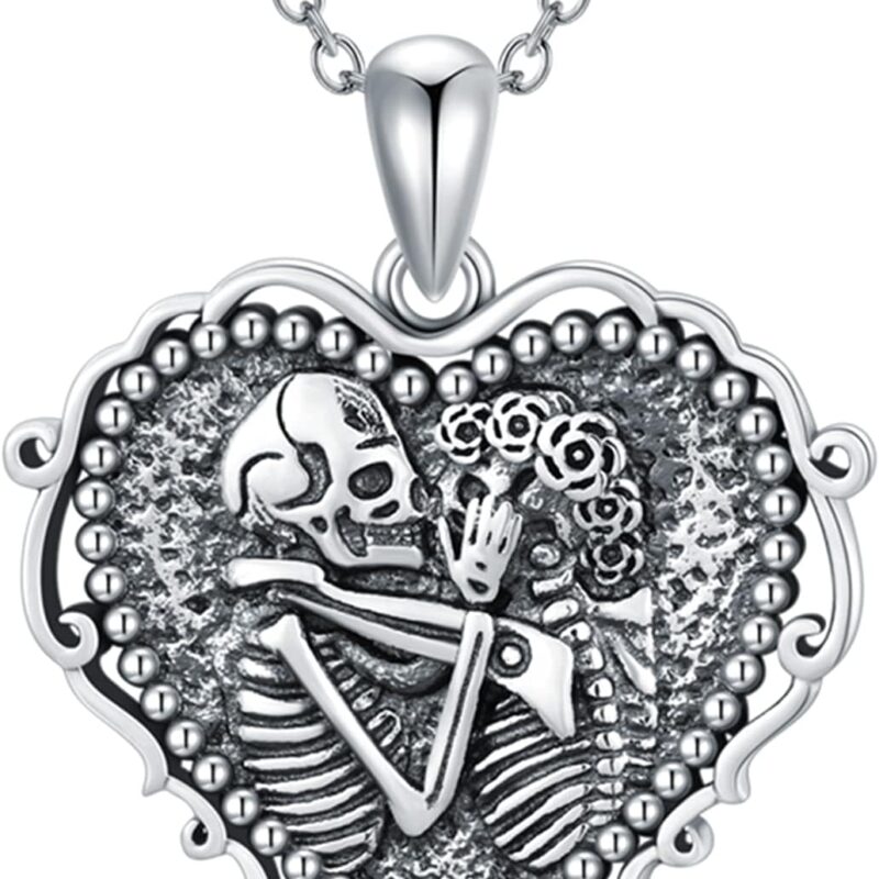 Skull Necklace 925 Sterling Silver Skull Skeleton Pendant Necklace Retro Jewelry Gifts for Her Women