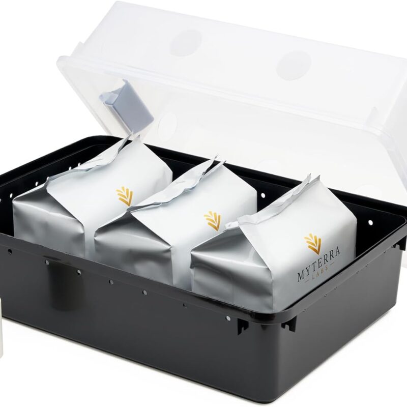 Labs Mushroom Growing Kit – Complete Monotub Mushroom Grow Box with Max Yield Bins, Organic Rye Grain, Manure-Free Substrate, Micropore Tape, and Specialized Bin Liner – 5lb to 7lb Yield