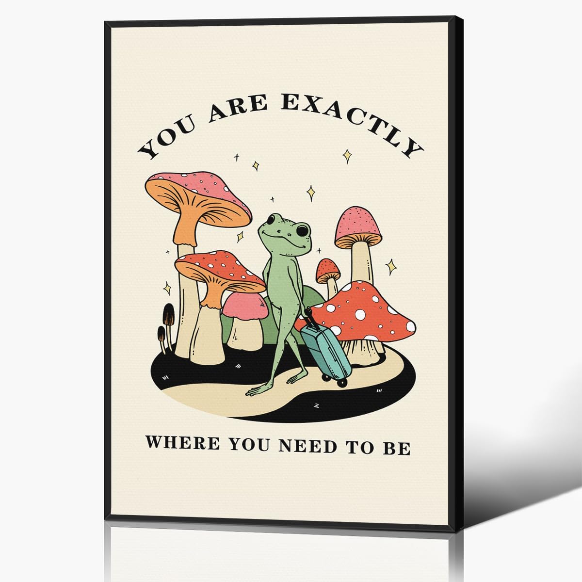 61EBY7-H1hL._AC_SL1200_.jpg Frog Canvas Wall Art, Mushroom Aesthetic Poster, Motivational You Are Exactly Where You Need To Be Print, Cute Travel Frog Positive Quote Poster, Vintage Froggy Picture 24x36in Framed