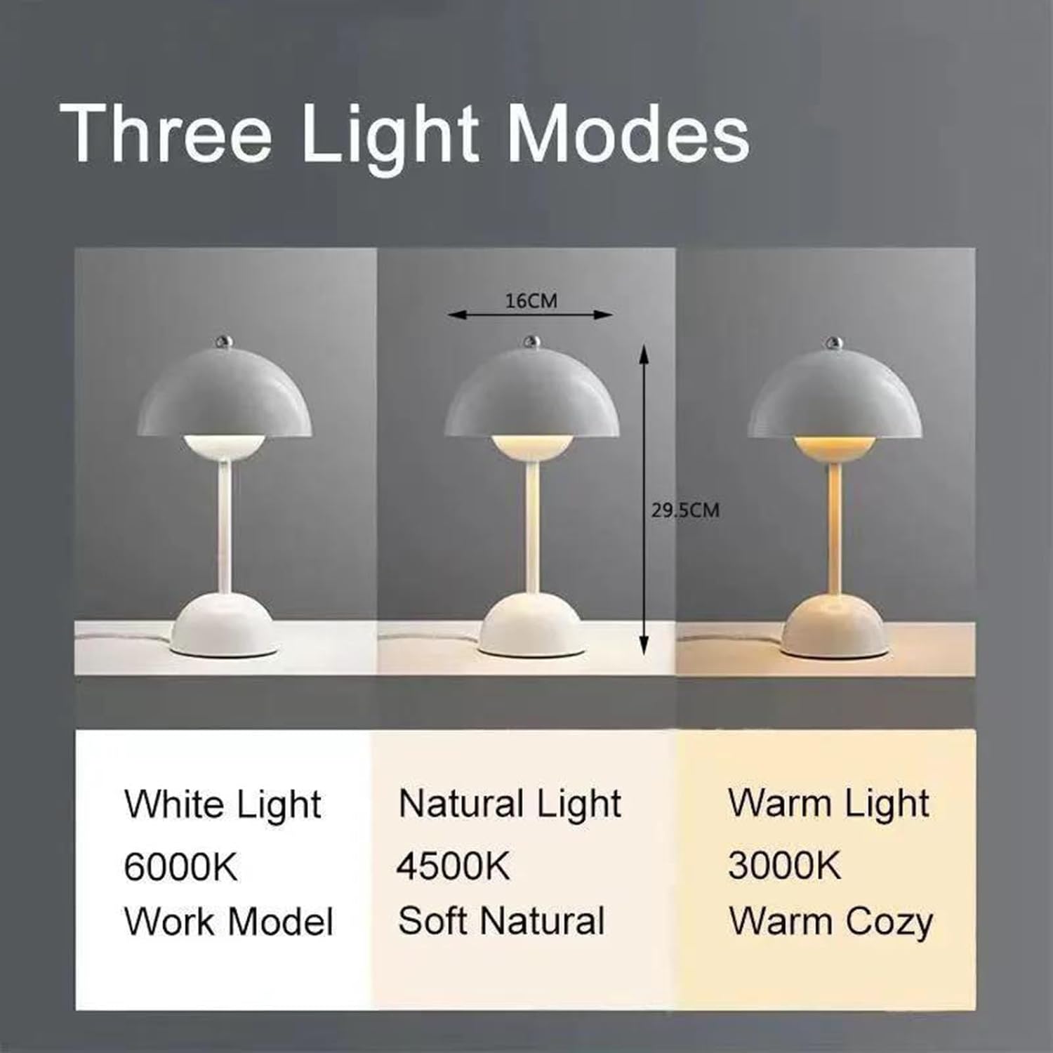 61IMVd6myRL._AC_SL1500_.jpg Modern Mushroom Table Lamp Rechargeable,Touch Dimmable Bedside Night Light with Mushroom Dome Shade,Desk Lamp for Bedroom Living Room Study Office (Green) - Image 4