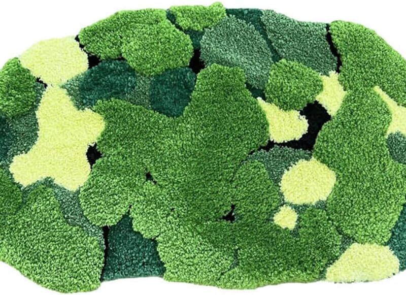 NIOKIT Luxury Thick Kawaii Bathroom Rug Irregular Moss Pattern Cute Cartoon Bath Mat Luxury Shaggy High Absorbent Shower Rugs Non Slip Machine Washable Ultra Soft Door Mats Bathtub Mat 20" x 32"