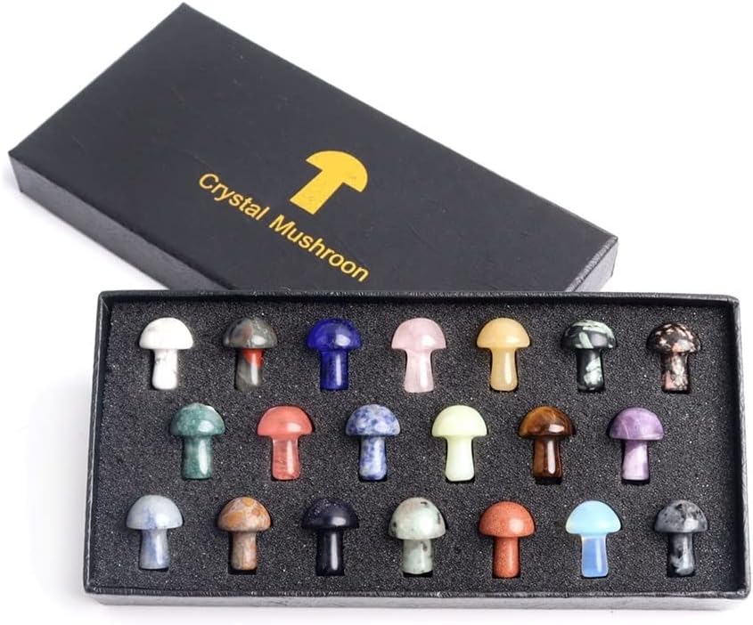 61ItLrCYXZL._AC_SL1001_.jpg 20pcs Crystal Mini Mushroom Box Natural Stone Specimen Reiki Gemstone Home Aquarium Decor Beautiful Crystal - Image 6