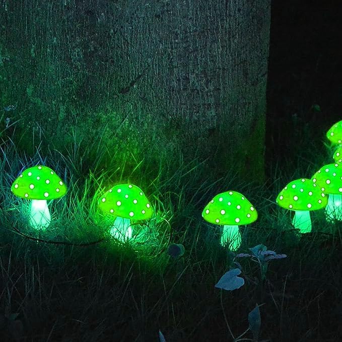 61Ksk1D8PL._AC_.jpg Solar Mushroom Lights, 12Pack 10M Mushroom Solar Lights Outdoor Garden Waterproof, 8 Lighting Modes Solar Mushroom Lights (Green) - Image 4