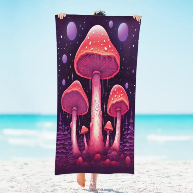 Plant Microfiber Beach Towels Set of 2 Oversized Quick Dry Sand Free Mushroom Travel Beach Towel-Extra Large XL Bath Towels beach essentials