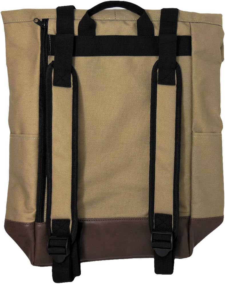 61MHhKaHdUL._AC_SL1000_.jpg Ripple Junction Grateful Dead Canvas Roll Top Backpack Bag w/Vegan Leather Reinforced Bottom Dual Adjustable Shoulder Straps Steal Your Face Logo Officially Licensed - Image 3