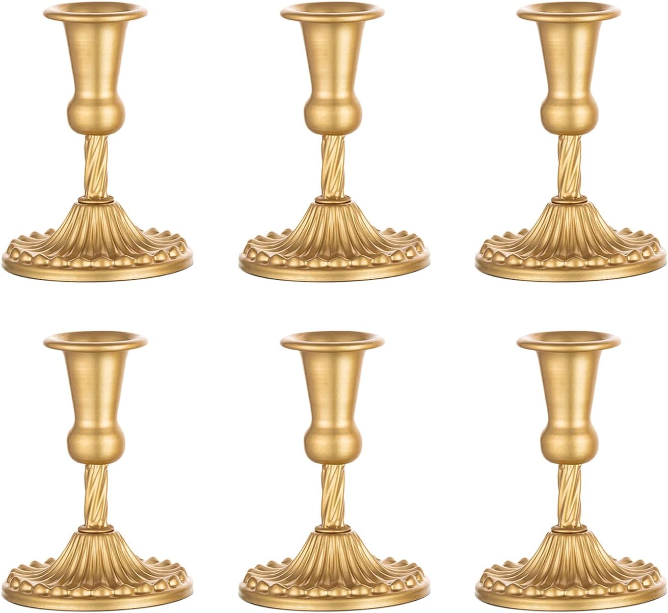 61PVet9PLL._AC_SL1500_.jpg Sziqiqi 6pcs Gold Candlestick Holder for Wedding Centerpiece Small - Candle Holders for Taper Candles Table Centerpieces Alloy Candle Stick Holders Fireplace Mantle Decor