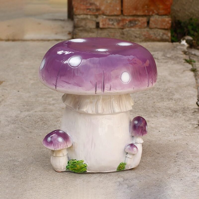 61RO9xQvzUL._AC_SL1000_.jpg Cute Garden Mushroom Table Stool, Outdoor Mushroom Stools, Creative Landscape Sculpture, Simulation Mushroom Chair Garden Decor Courtyard Park Lawn Art Sculpture Decoration(Purple)