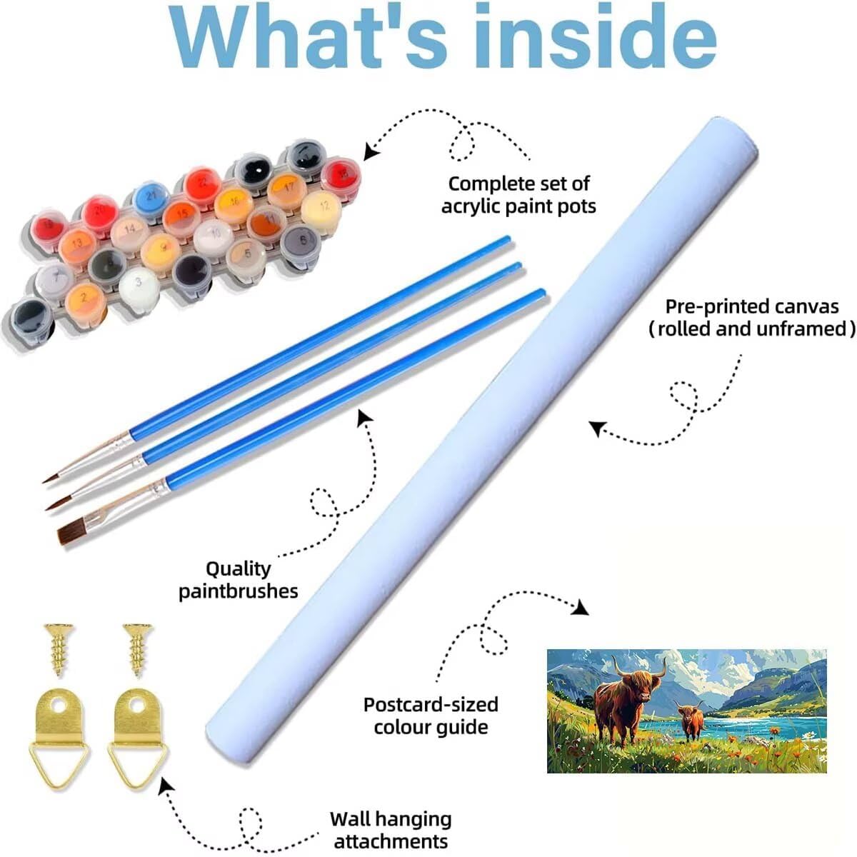 61SxKtvKyAL._AC_SL1200_.jpg Cute Paint by Numbers Kit for Adults & Beginners, 48 X 24 Inch Large Paint by Numbers Highland Cattle, Easy DIY Acrylic Painting by Numbers for All Ages Crafts for Home Wall Decor (Without Frame) -H41 - Image 3