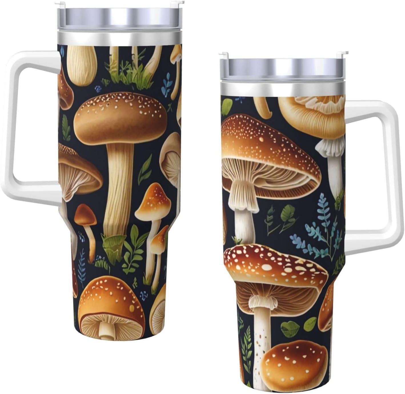 61Tov5ClIIL._AC_SL1500_.jpg Edible Mushrooms Print Insulated Ice Cup, 40 OZ with Handle Travel Mug Metal Sports Water Bottle Jug, Large Coffee Mug - Image 3
