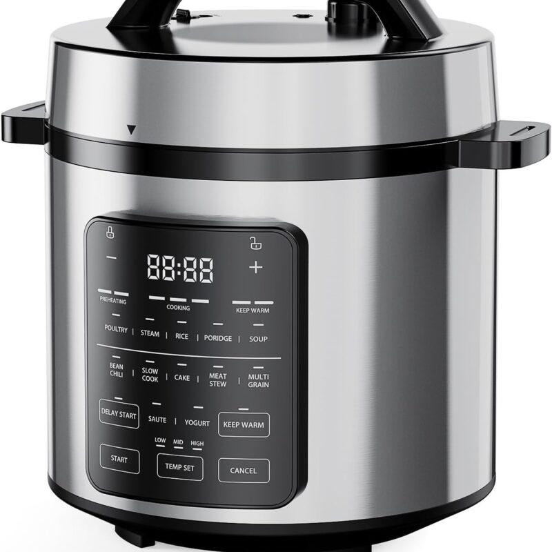 DUMOS 12-in-1 Electric Pressure Cooker 6 QT Stainless Steel Multi Cooker Electric for Pressure, Rice, Steamer, Yogurt Maker, Slow Cook,Meat Stew, Cake, Porridge, Multigrain
