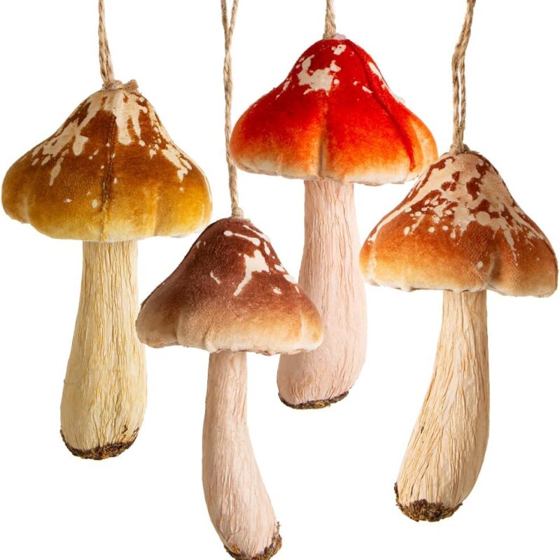 Autumn Decoration 4 Mushroom Pendants Artificial Autumn Decoration Christmas Nature Forest Decorative Mushrooms for Hanging 14 cm
