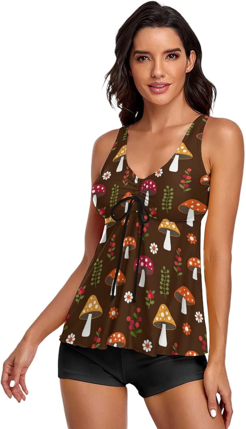 61VfI9F0CL._AC_SL1500_.jpg Adugen Origei Bikini Sets Retro Mushroom Women's Swimwear Cute Bathing Suit Ruched High Cut Swimsuit Summer 3XL - Image 2