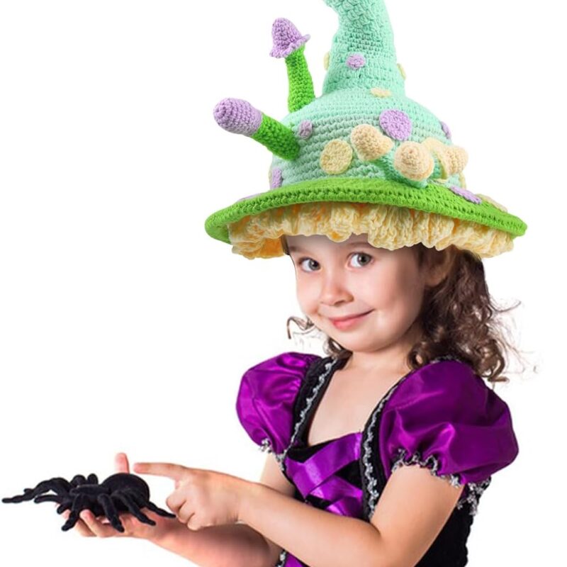 61Yv-9r3WgL._AC_SL1500_.jpg XKCL Mushroom Witch Hat - Hand Knitting Halloween Mushroom Witch Hat Cosplay Party Headwear