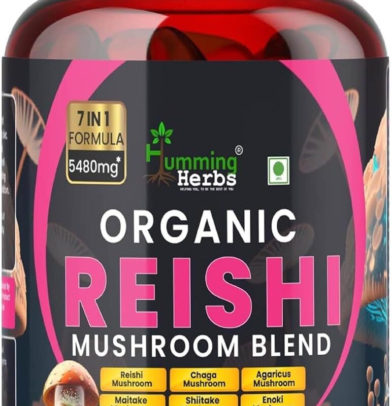 SS Organic Reishi Mushroom Blend |Reishi, Chaga, Turkey Tail, Maitake, Shiitake, Enoki, and Agaricus| Immune Support Formula - 90 Cap