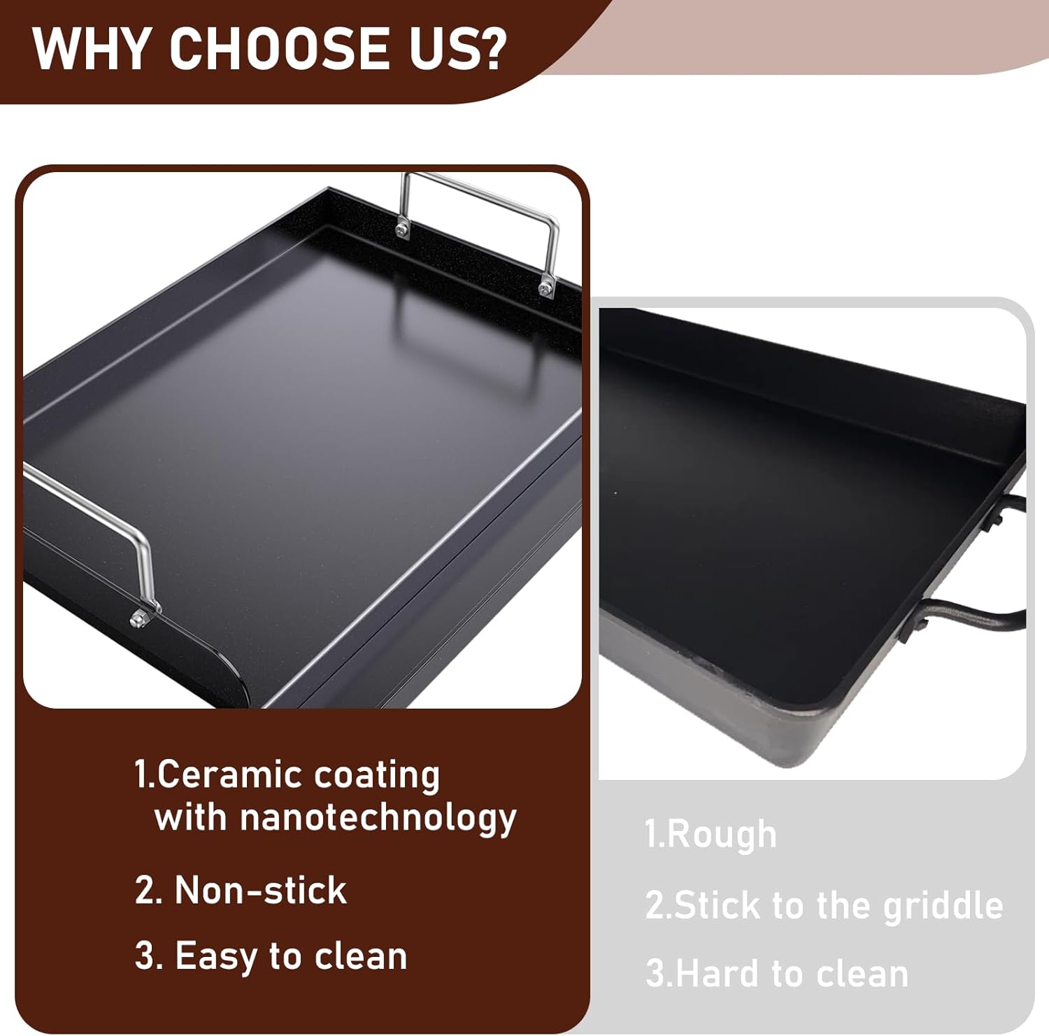 61c4tWtXxuL._AC_SL1500_.jpg Cast Iron Griddle for Gas Grill, Nanoceramic Nonstick Flat Top Griddle Insert for Outdoor Gas Grill - Image 4