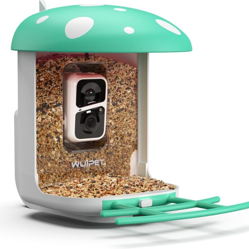 Bird Feeder with Camera, WUIPET Camera Wireless Outdoor, Auto Record Video, Instant Notifications, Solar Panel, Ideal Gift for Lover, Orange, WP02