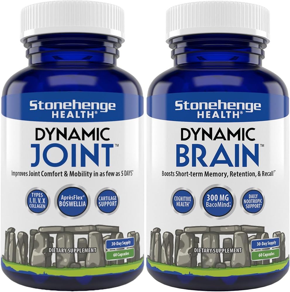 61dueUhWL9L._AC_SL1000_.jpg Stonehenge Health Dynamic Joint + Dynamic Brain Bundle Supplement Supports Comfort, Mobility, Flexibility + Memory Acquisition and Retention
