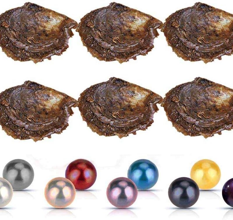 6-8mm Mixed Colored Akoya Saltwater Cultured Pearl Oysters for DIY Jewelry Making, Pack of 10Pcs(1Pc Twins, 9Pcs Single)