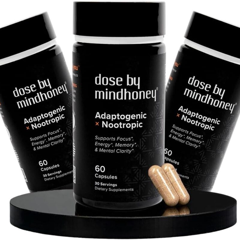 MINDHONEY | DOSE 180 Count, Premium All-in-One Nootropic Brain Supplement | Focus, Mood, Energy, & Memory | Functional Mushrooms + Adaptogens - Lion’s Mane, Ashwagandha, L-Theanine, Bacopa, & Vitamins