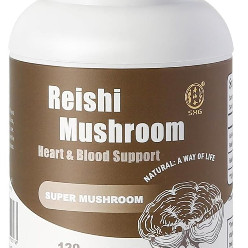 SXG Organic Reishi Mushroom Capsules, Heart & Blood Health, Immune Support, Herbal Supplement, Vegan, Gluten Free, 120 Count (30 Servings)