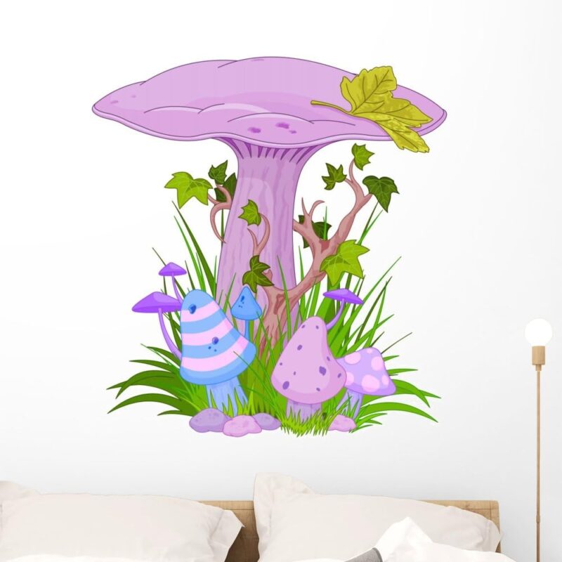 Wallmonkeys Purple Mushroom Magic Wall Decal Peel and Stick Decals for Girls (36 in H x 34 in W) WM41528