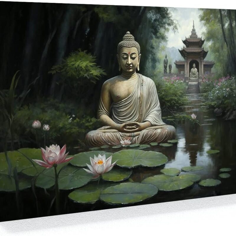 Sense Canvas Buddha Art Peaceful 6 Canvas Art - Home Decor Wall Art Print Poster Painting Medium 24x18 / 0.75"