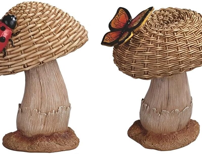ICE ARMOR 6" H Mushroom Set Figurine Statue Sculpture Ornament Decoration Home/Room Decor Ideas for Housewarming, Holidays and Birthdays Great Collectible Addition