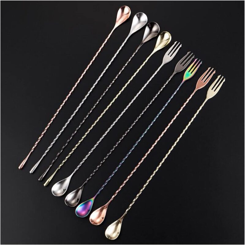 9 Pieces Mixing Bar Spoons Stirring Mixing Spoons Bar Cocktail Shaker Spoon - for Tea Coffee Ice Cream Juice Drink Milkshakes
