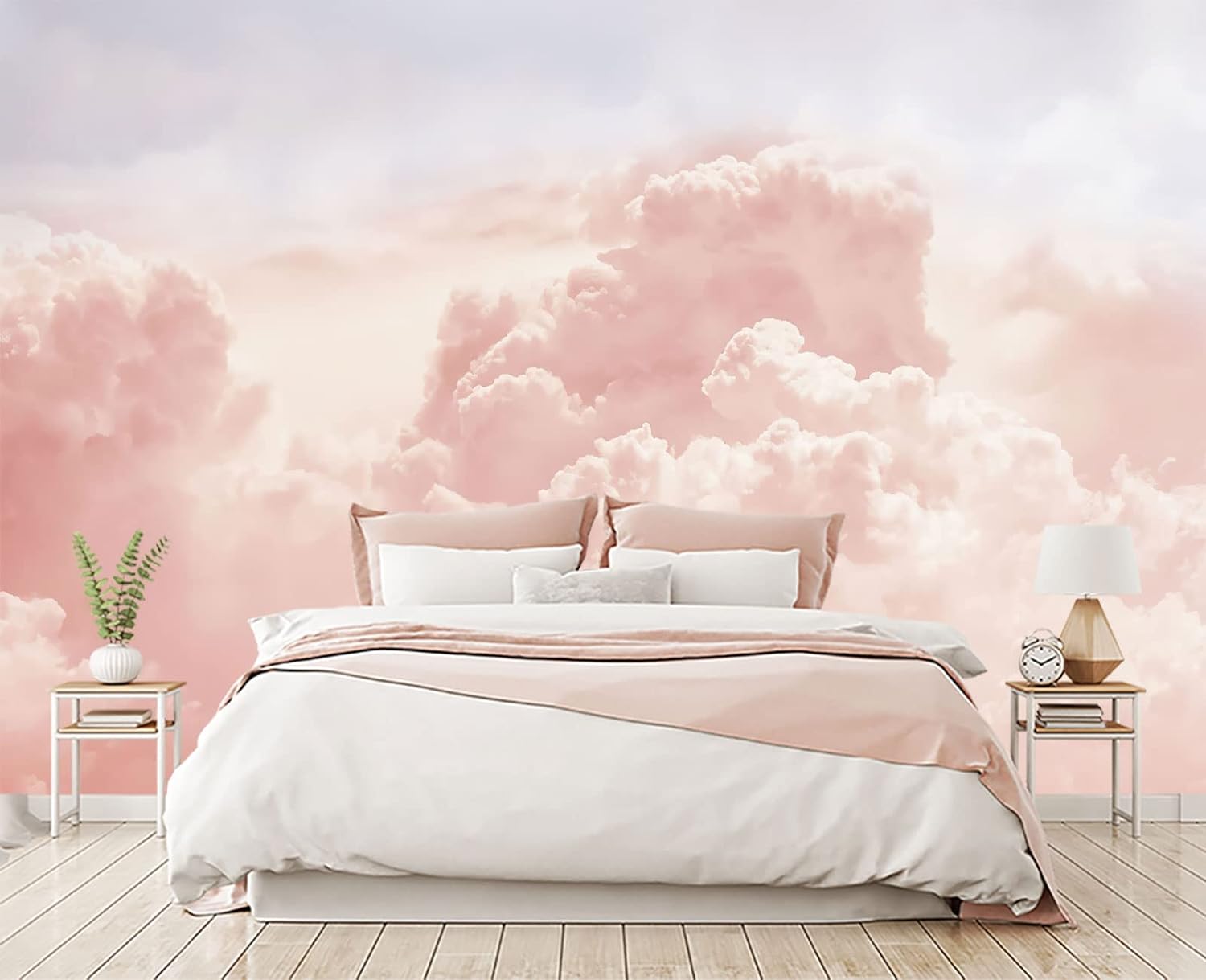 61iSVUIZioL._AC_SL1500_.jpg Pink Clouds Wall Mural Wallpaper for Bedroom 103" x 69"