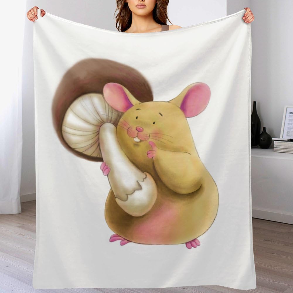 61if0x5mMkL._AC_SL1000_.jpg Soft Throw Blanket Hamster Brown Mushroom Cozy Warm Flannel Comfy Fall Blankets Throws for Couch Bed Sofa All Season Women Men Lighweight Home Decor 60 * 80inches - Image 4