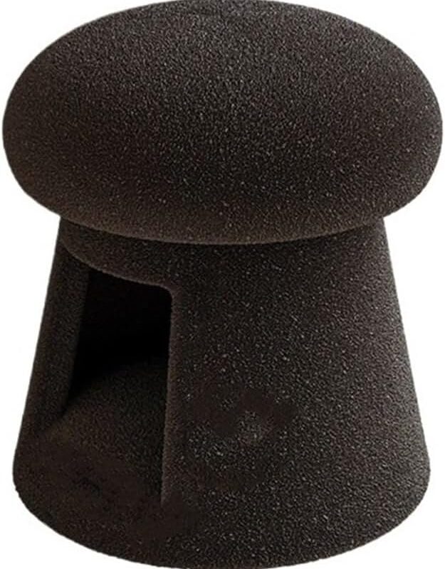 Mushroom Footstool, Sofa Entrance Shoe Stool, Stool with Cat Bed, Round Ottoman, Suitable for Living Room, Bedroom, Entrance(Black)