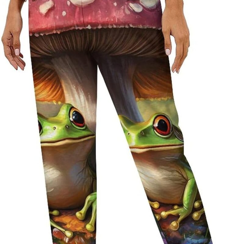 Frog Mushroom Women's Pajama Pants Fleece Warm Pj Bottoms Sleepwear Lounge Pants Loungewear