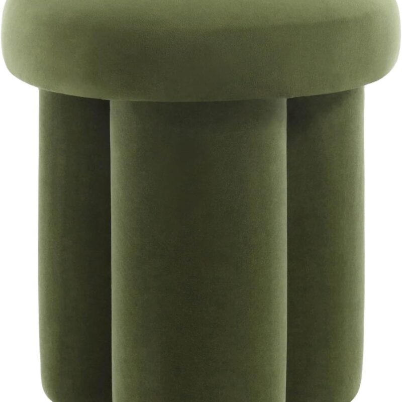 Flouki Mushroom Stool, Ottoman Stool, Modern Upholstered Ottoman, Mushroom Foot Stool for Living Room, Bedroom, Entryway (Green Velvet)