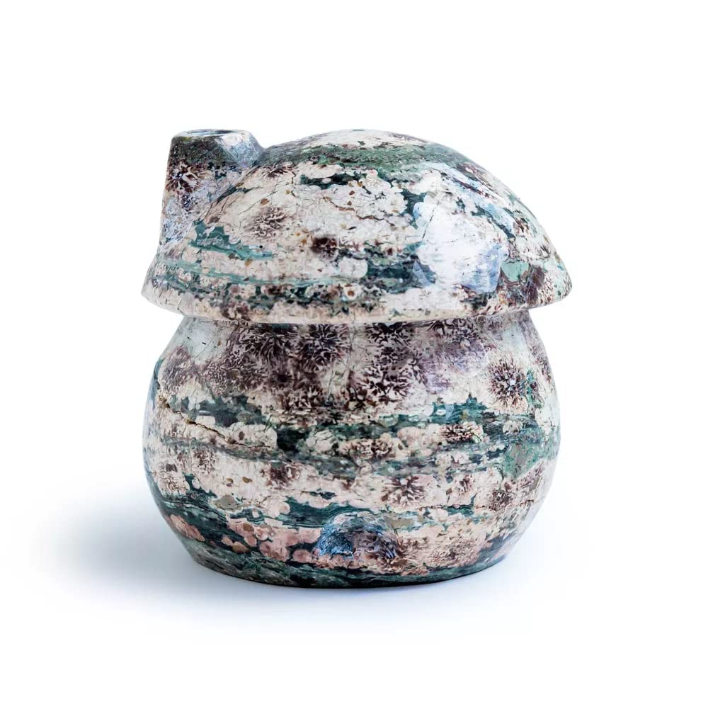 61mVymlIZkL._SL1001_.jpg Handcarved Russian Flower Agate Mushroom House, Natural Russian Flower Jasper Toadstool Home Figurine, Cute Cottagecore Gnome Home, Children Bedroom Decor, Baby Shower Gift, Kid Birthday Gift - Image 5
