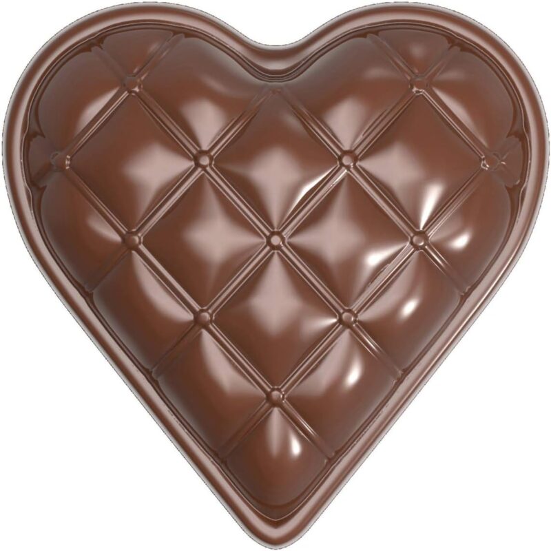 1892 Polycarbonate Chocolate Mold Heart Chesterfield Candy Mould with 18 Cavities, Each 33mm x 33mm x 10mm High