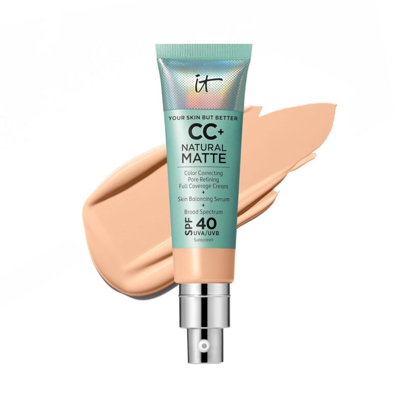 IT Cosmetics Your Skin But Better CC+ Cream Travel Size - Color Correcting Cream, Full-Coverage Foundation, Hydrating Serum & SPF 50+ Sunscreen - Natural Finish - 0.4 fl oz