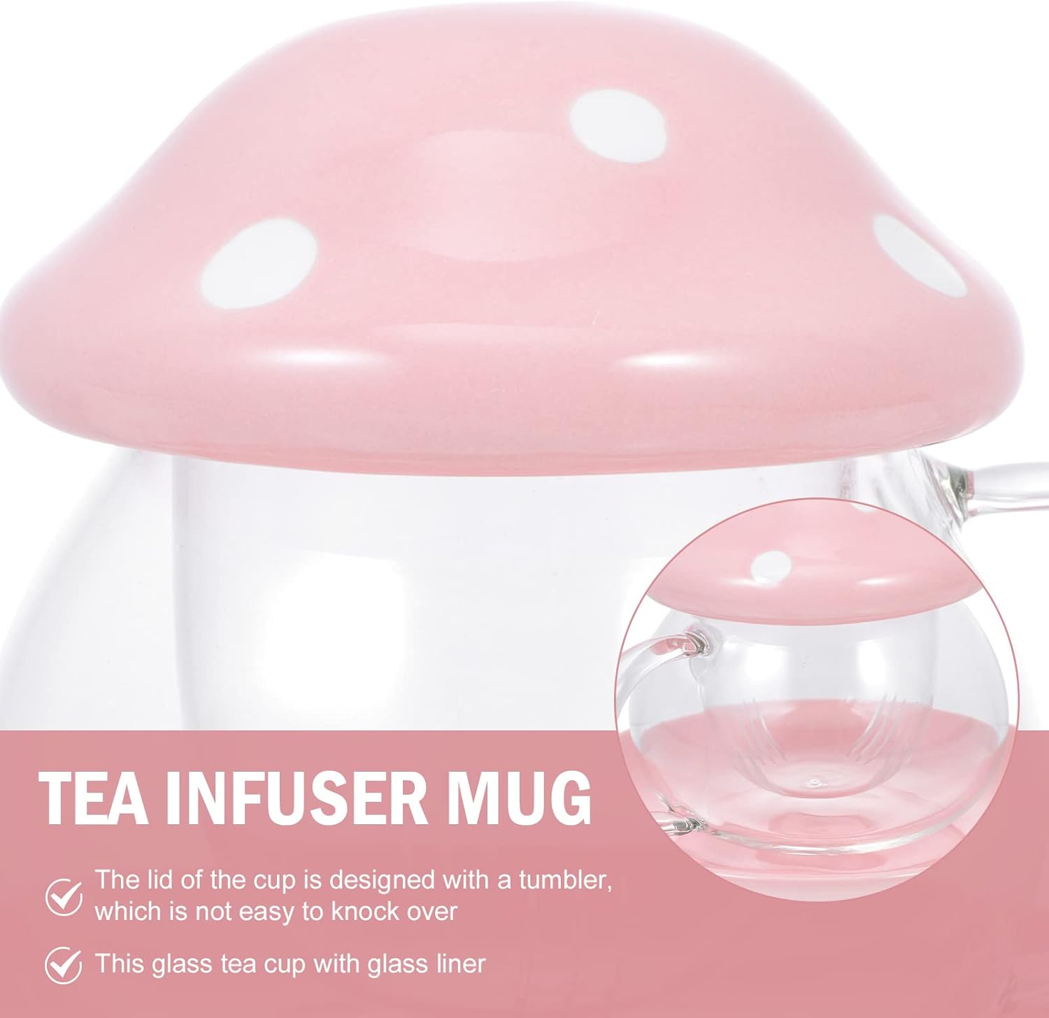 61s0fyLy9OL._AC_SL1500_.jpg Coffee Infuser 1 Set Mushroom Shape Ceramic Tea Cup Strain Tea Cup Flower Cup for Home Cute Glass Cups Convenient - Image 6