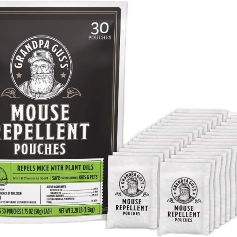 Grandpa Gus's Natural Mouse Repellent Pouches, Repel Mice from Nesting & Freshen Air in Home/Cabin/Boat/Car Storage/RV/Machinery/Shed, 1.75 Oz (30 Pouches)