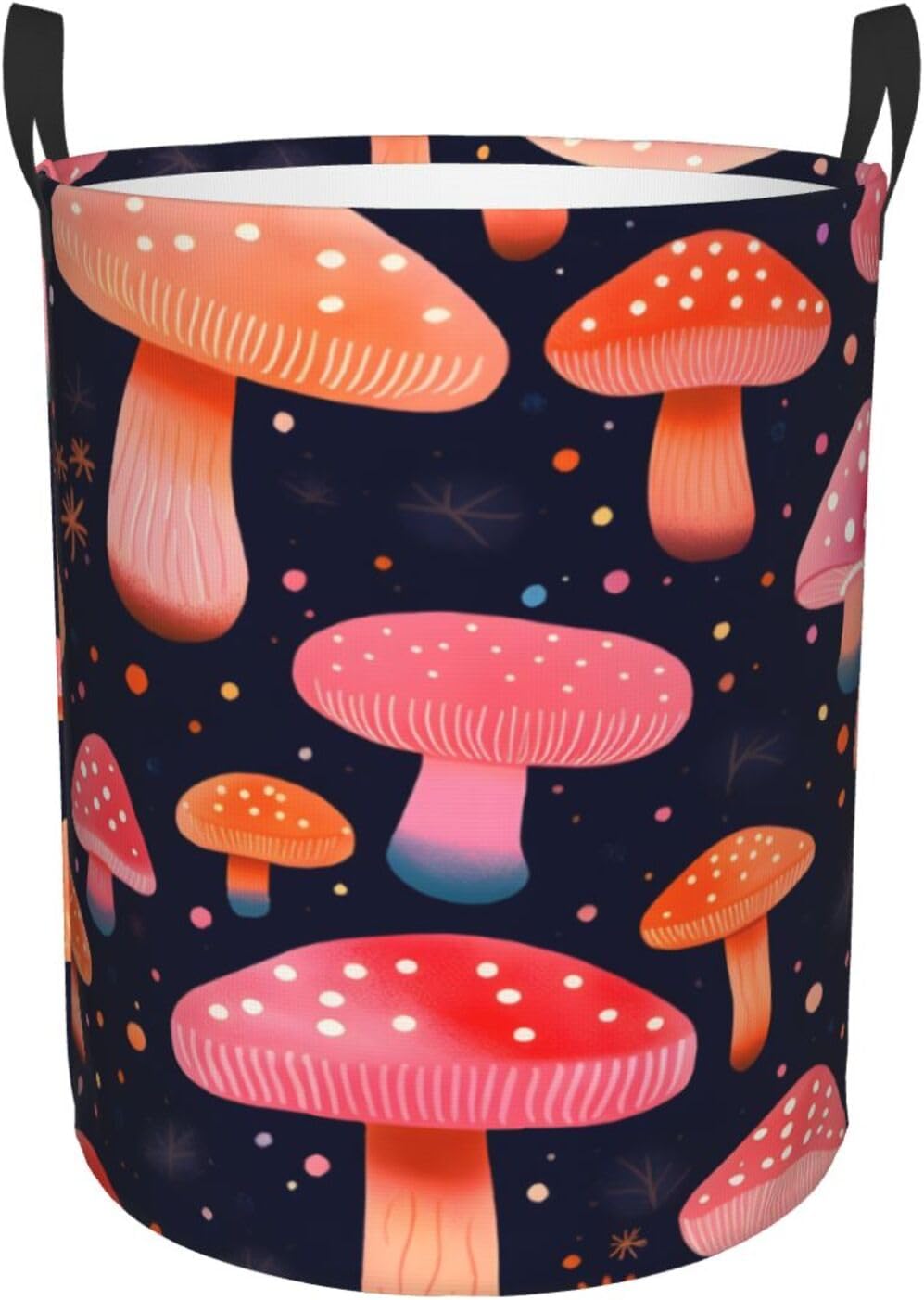 61s6L-zsYfL._AC_SL1500_.jpg Laundry Basket Mushroom Pattern Washing Basket Collapsible Laundry Bag with Handle 62L Storage Basket for Bathroom Toys Clothes, Large