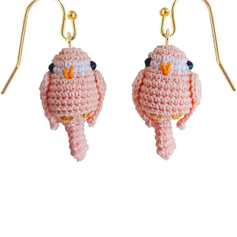 Micro-Crocheted Parrot Earrings Miniature Crocheted Parrot Earrings Artistic Earrings Cute Playful Parrot Earrings Perfect Gifts Accessories for Women