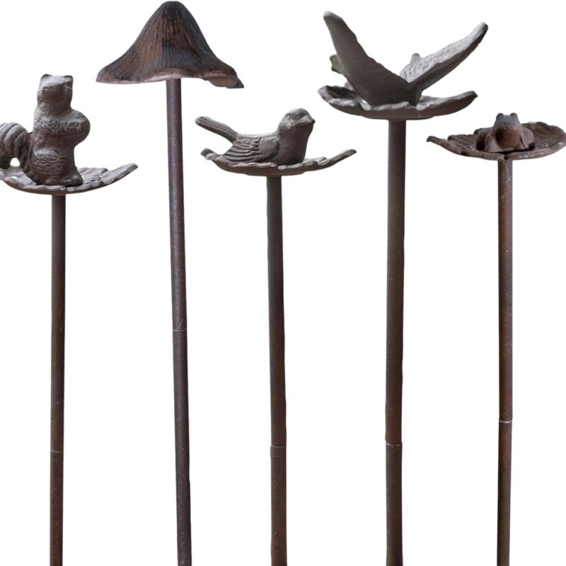 Hose Guide Set - Set of 5 Heavy Duty Solid Aluminum Decorative Garden Hose Stakes, 19 Inches Tall, The Perfect Addition to Your Property to Protect Your Flower Beds, Plants and Landscaping, Variety