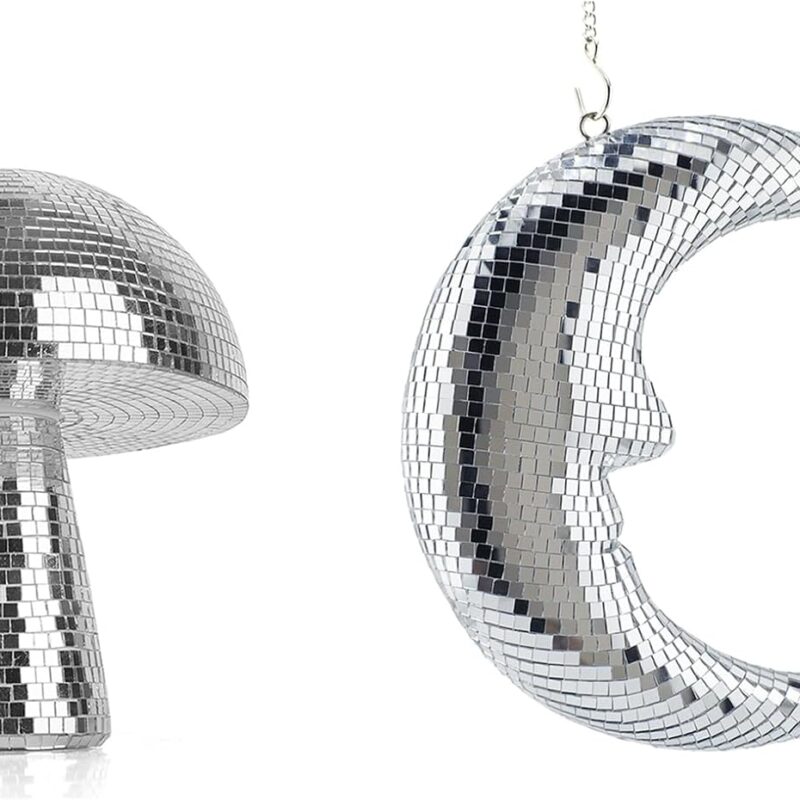 Mushroom Shape DIsoc Decor and Moon Hanging Disco Ball