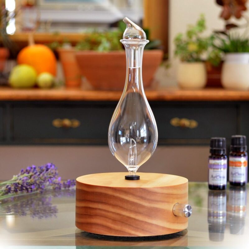 ArOmis Premium Glass Essential Oils Nebulizer - Waterless Diffusser for Aromatherapy - Handmade Oil Diffusser, Wooden Base, No Plastic, No Heat, No Battery, No LEDs - Solum Lux Merus