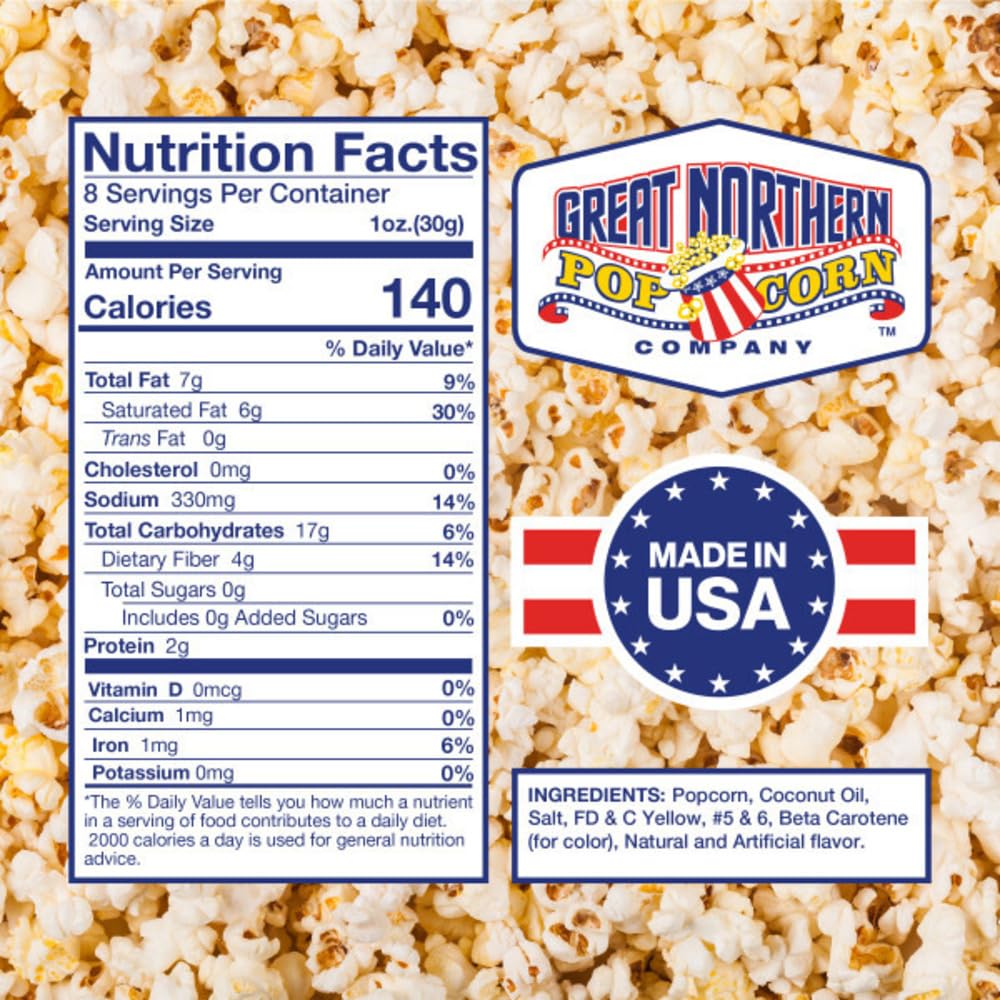 71-4HSk4DJL._SL1000_.jpg Movie Theater Style 40-Count Popcorn Packs - Pre-Measured 8-Ounce All-in-One Kernel, Salt, Oil Packets for Popping Machines by Great Northern Popcorn - Image 2